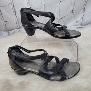 NAOT Womens 9-9.5 Black Strappy Heeled Summer Sandals Comfy Basic‎ Minimalist